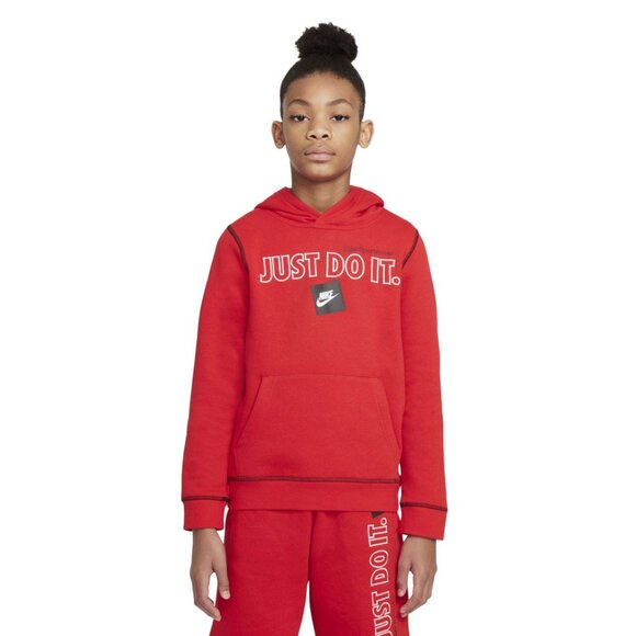 Nike JDI Pullover Hoodie DD8660-657 Red Size Large Big Kids NWT - Picture 1 of 12